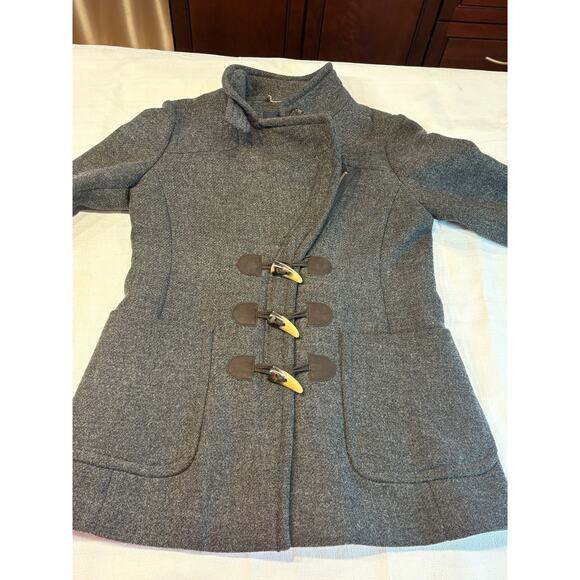 Banana Republic Toggle Closure Gray Wool Coat Size PS - Picture 3 of 11